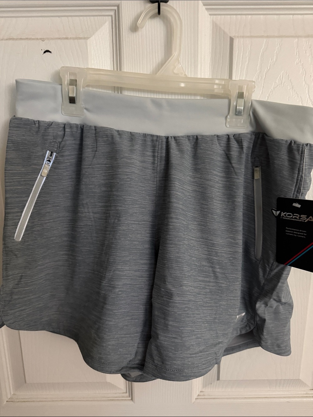 Koral Women’s Light Gray Athletic Shorts with White Waistband